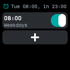 The alarm list with one alarm