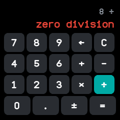 The calculator after dividing by zero