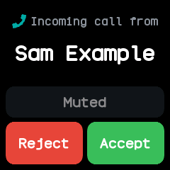 The call app with the call muted