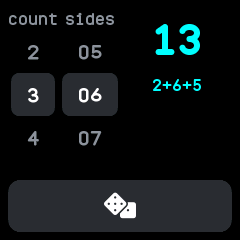 Three dice rolled