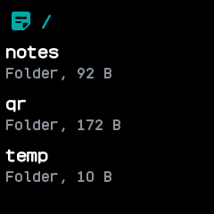 The files app listing the top folder