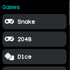 The launcher with a heading per group