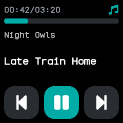 The music app playing a track