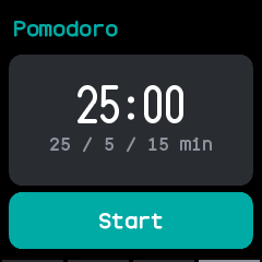 The pomodoro countdown before starting