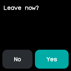 The prompt asking "Leave now?" with No and Yes buttons