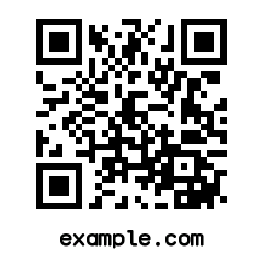 The QR code app showing a code with its caption