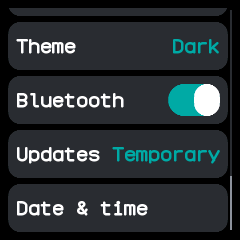 The end of the settings list