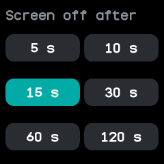The screen timeout choices