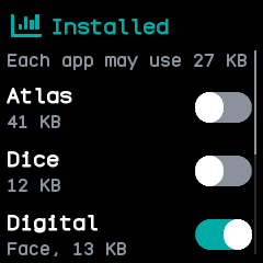 The list of installed apps