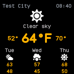 The weather app in Fahrenheit