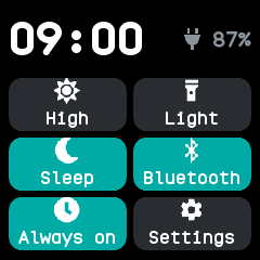 Quick settings in sleep mode